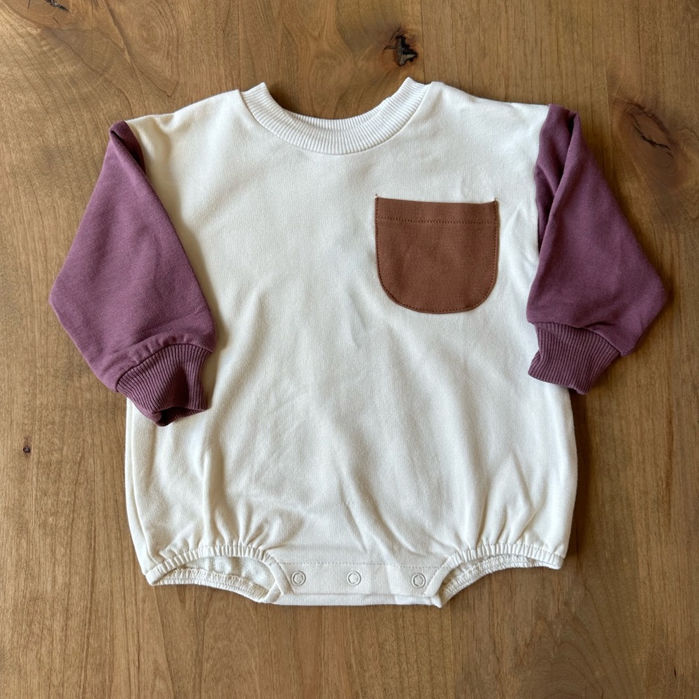 Colorblock romper in rose brown